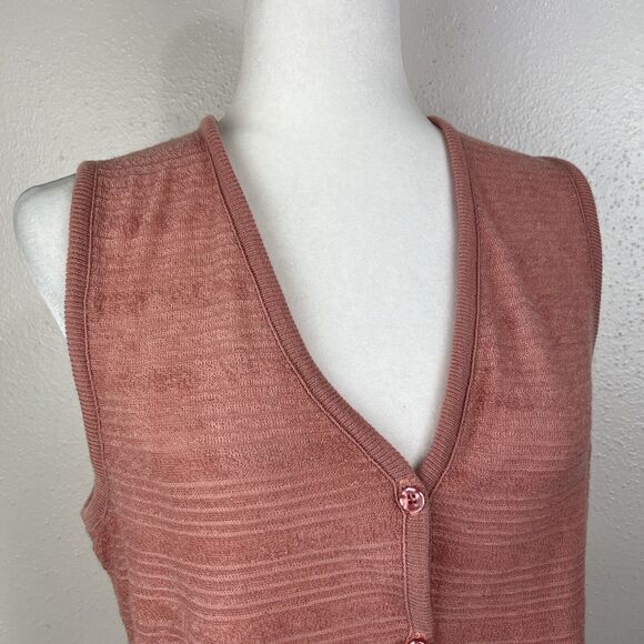 Cal Knits Tank Top Women Medium Orange Sleeveless Button Down Shirt Knit Casual - Picture 6 of 11